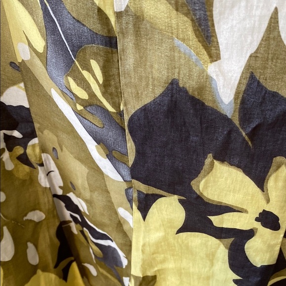 Melanie Lyne Floral A-Line Midi Skirt in Yellow and Olive Boho Feminine Beach - Picture 4 of 10